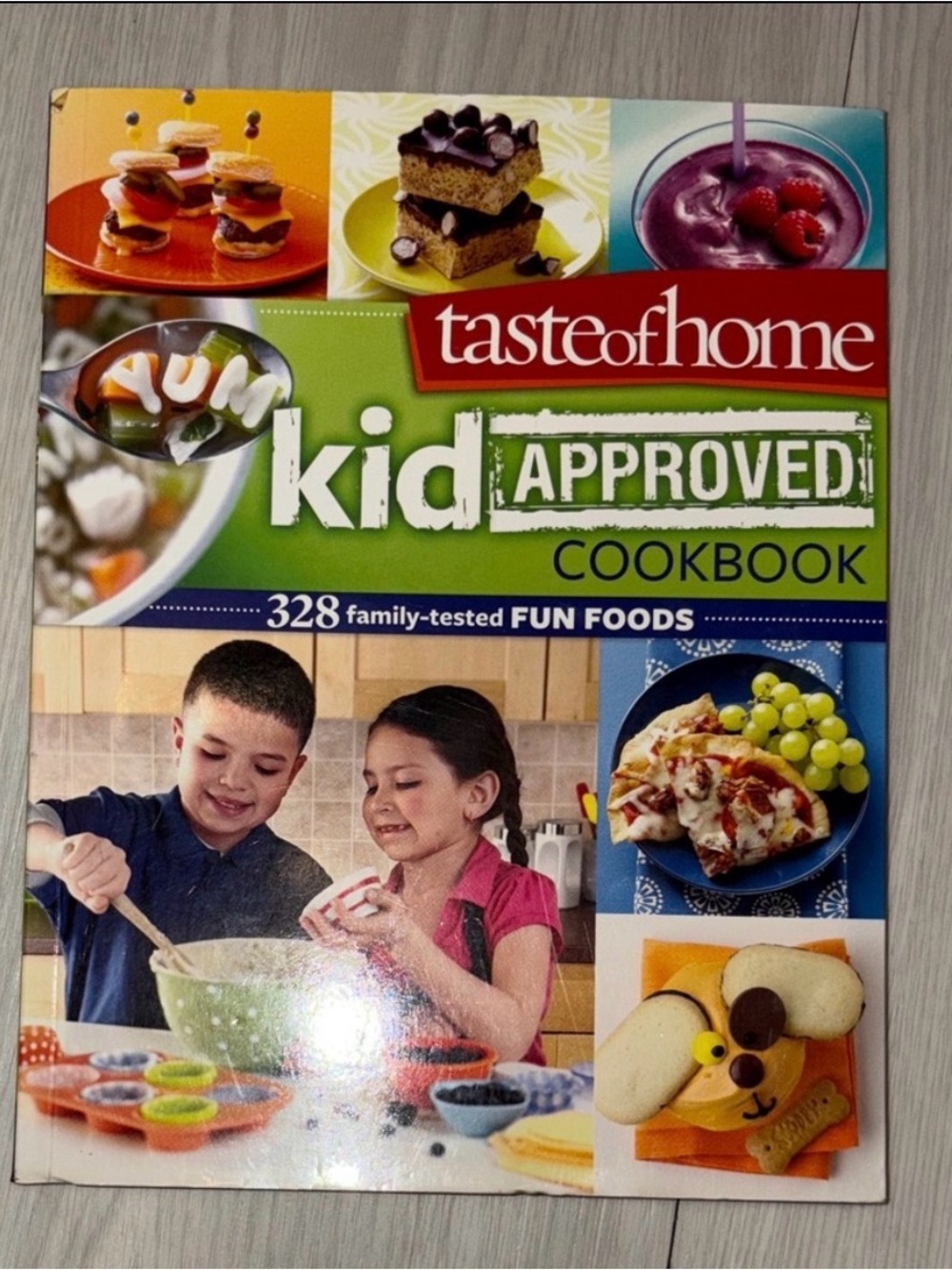 Taste of Home Kid Approved Cookbook with Green and Red Accents